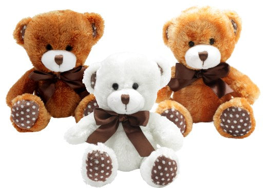 Little teddy bears in brown, light brown and white to show the three different colours available